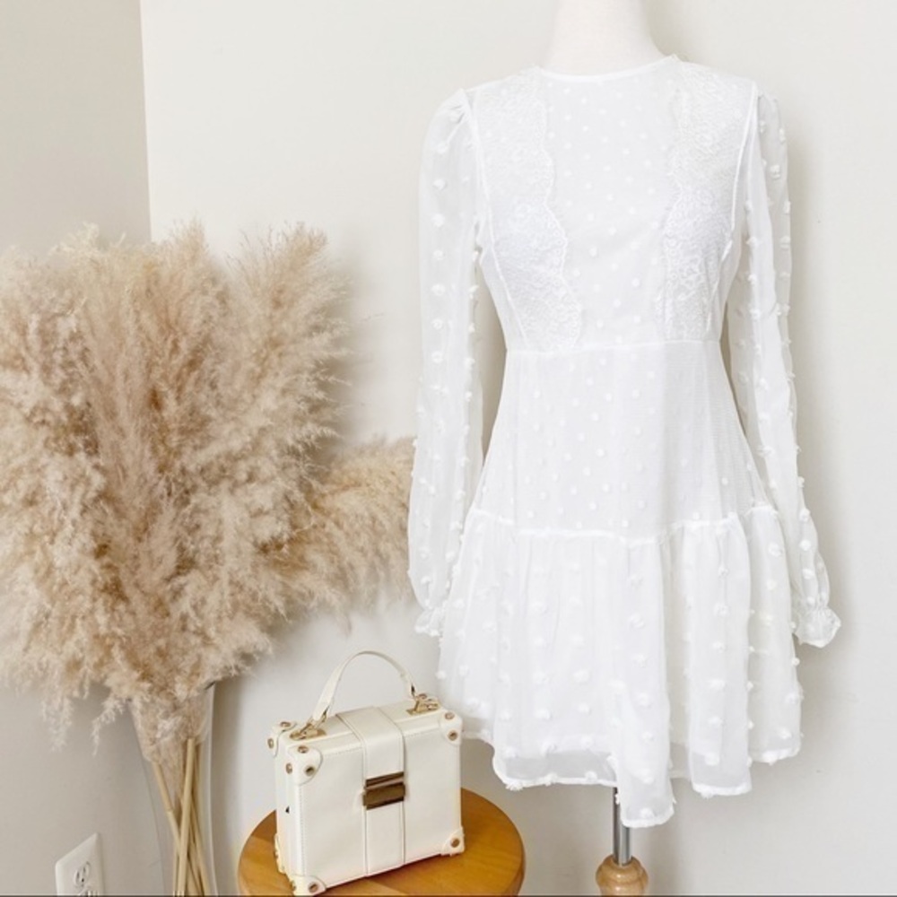 Chiffon cream polka dots dress